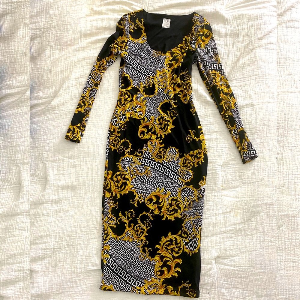 K. Jen Gold Chain Midi Dress